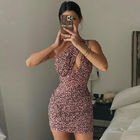 Leopard Print 82cm Sexy One Shoulder Dresses Sleeveless Backless
